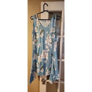 Women's Blue Floral Dress Medium/Large Summer Lightweight Flowers